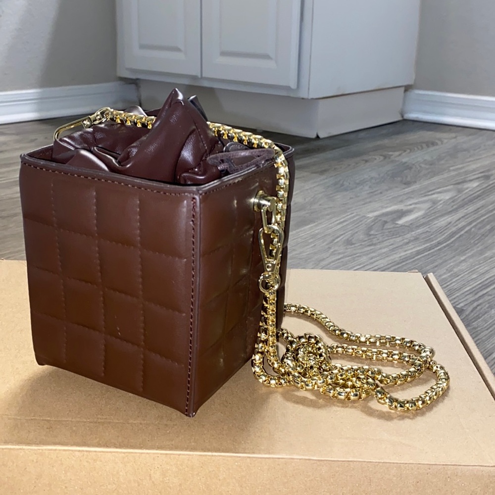 Mini Chocolate Purse with Gold Chain Strap